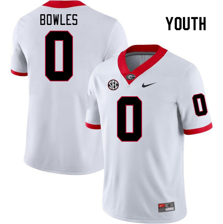Youth #0 Troy Bowles Georgia Bulldogs College Football Jerseys Stitched Sale-White